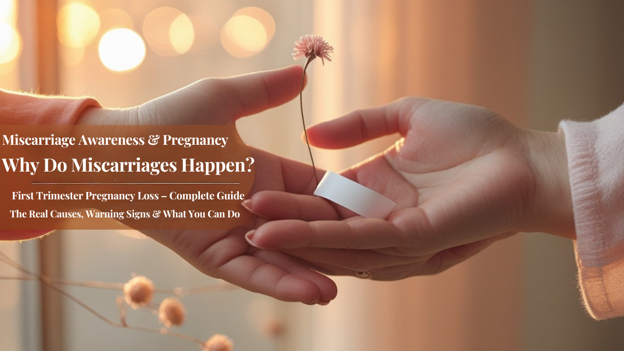 Two hands passing a flower — why do miscarriages happen, first trimester pregnancy loss complete guide